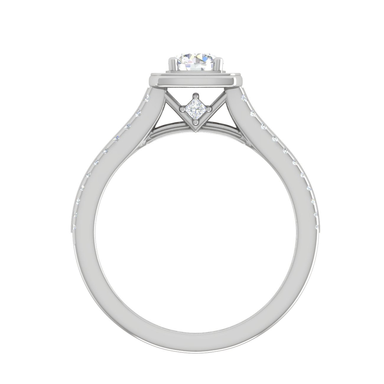 0.50 cts Solitaire Square Halo Diamond Split Shank Platinum Ring JL PT RH RD 262   Jewelove.US