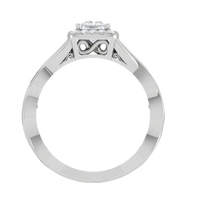 0.40cts Princess Cut Solitaire Square Halo Diamond Twisted Shank Platinum Ring for Women JL PT RV PR 149   Jewelove.US