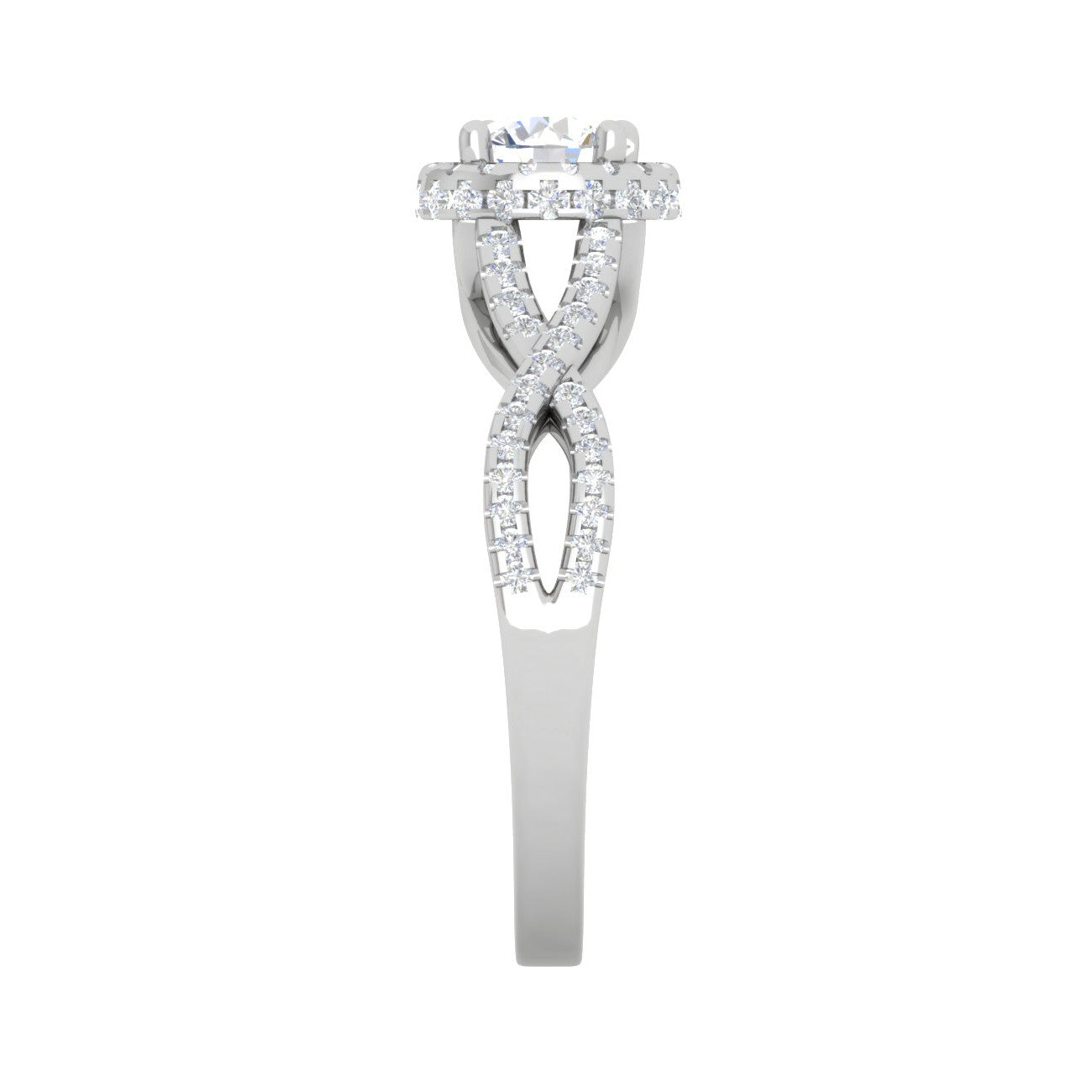 0.50 cts Solitaire Double Halo Diamond Twisted Shank Platinum Diamond Ring JL PT RH RD 174   Jewelove.US