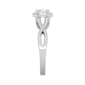 0.50 cts Solitaire Double Halo Diamond Twisted Shank Platinum Diamond Ring JL PT RH RD 174   Jewelove.US