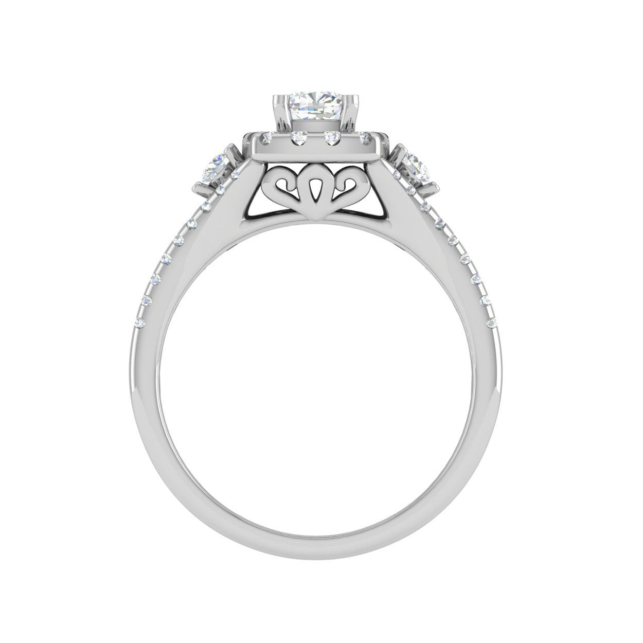 0.30 cts. Cushion Solitaire Halo Split Shank Platinum Engagement Ring JL PT JRW1543MM   Jewelove.US