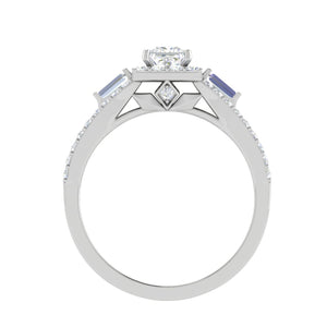 0.30 cts. Princess Cut Diamond Halo Diamond Split Shank Platinum Solitaire Engagement Ring JL PT WB5999E   Jewelove.US