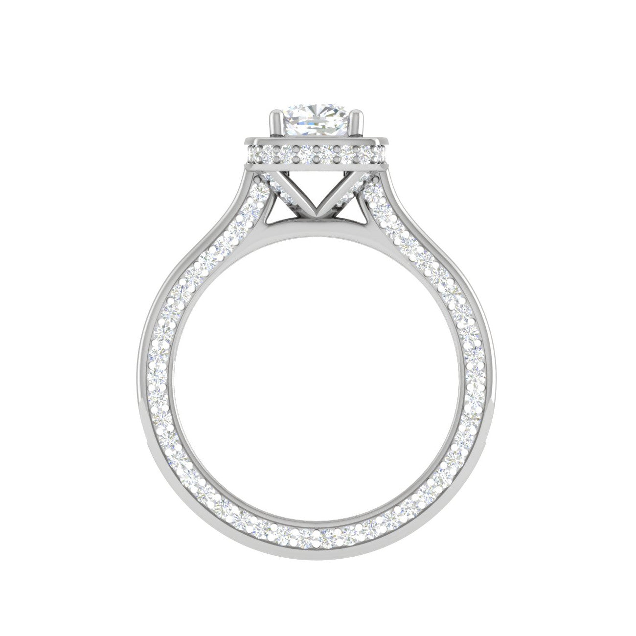 0.30cts. Cushion Solitaire Double Halo Diamond Split Shank Platinum Ring JL PT RH CU 158   Jewelove.US