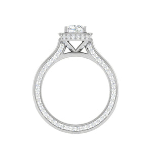 0.30cts. Cushion Solitaire Double Halo Diamond Split Shank Platinum Ring JL PT RH CU 158   Jewelove.US