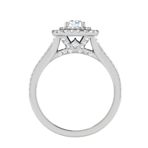 0.50 cts Solitaire Double Square Halo Diamond Split Shank Platinum Ring JL PT RH RD 266   Jewelove.US