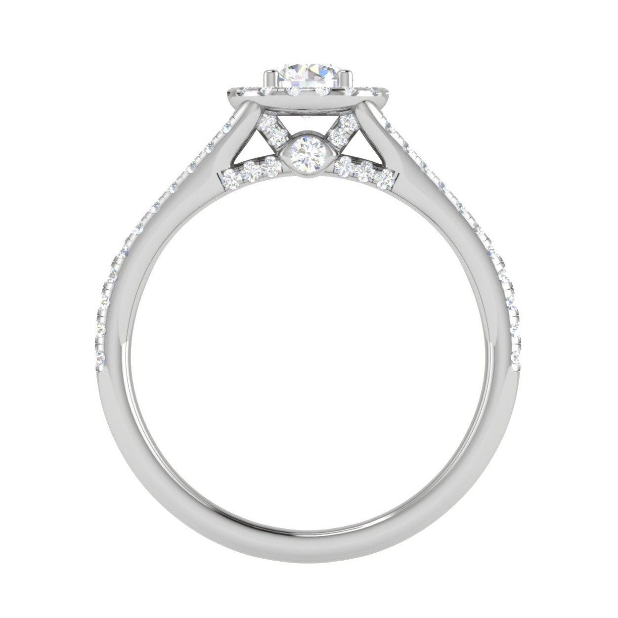 0.50 cts Solitaire Halo Diamond Split Shank Platinum Ring JL PT RH RD 224   Jewelove.US