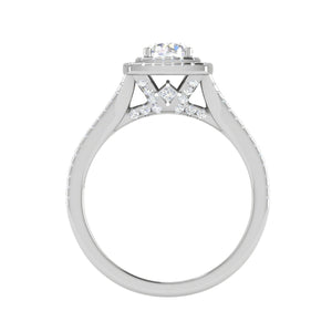 0.50 cts Solitaire Double Square Halo Diamond Split Shank Platinum Ring JL PT RH RD 268   Jewelove.US