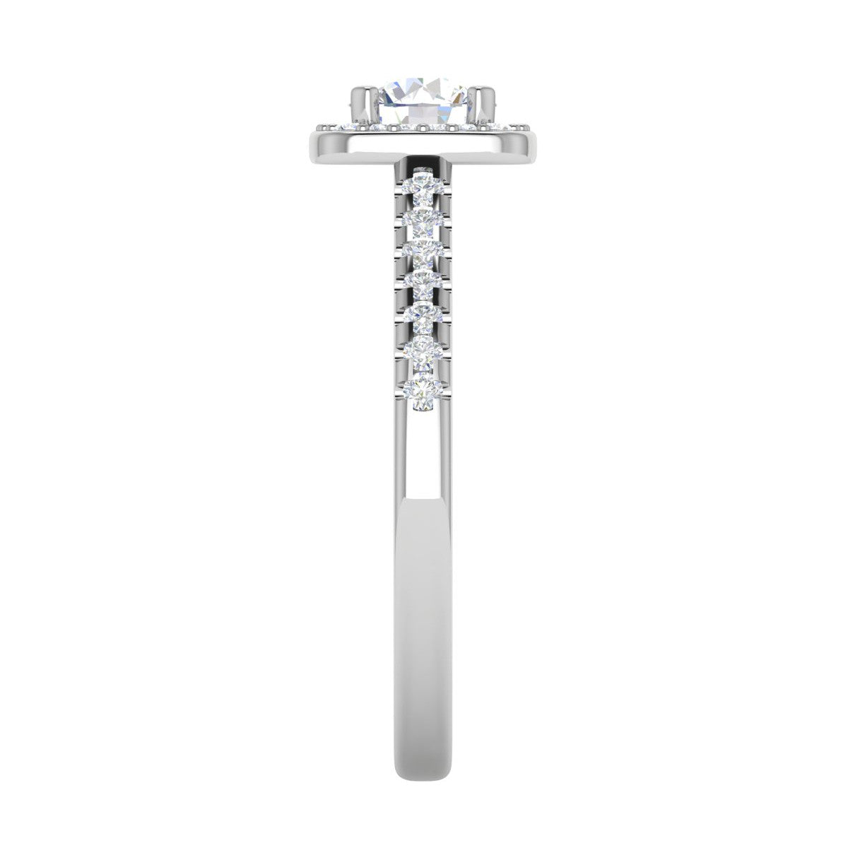 0.50 cts Solitaire Square Halo Diamond Shank Platinum Ring JL PT RH RD 176   Jewelove.US