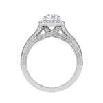 Load image into Gallery viewer, 0.50cts Solitaire Halo Diamond Split Shank Baguette Platinum Ring JL PT WB5929E   Jewelove.US
