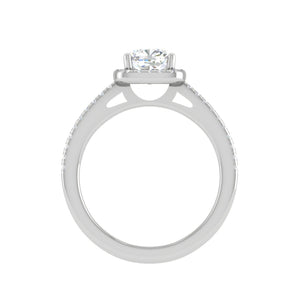 0.50 cts. Cushion Solitaire Halo Diamond Shank Platinum Ring JL PT RH AS 121   Jewelove.US