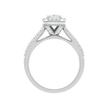 Load image into Gallery viewer, 0.50 cts. Emerald Cut Solitaire Halo Diamond Shank Platinum Ring JL PT WB5879E   Jewelove.US
