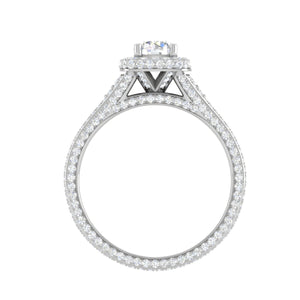 0.50 cts Square Double Halo Solitaire Split Shank Diamond Platinum Ring JL PT RP RD 195   Jewelove.US