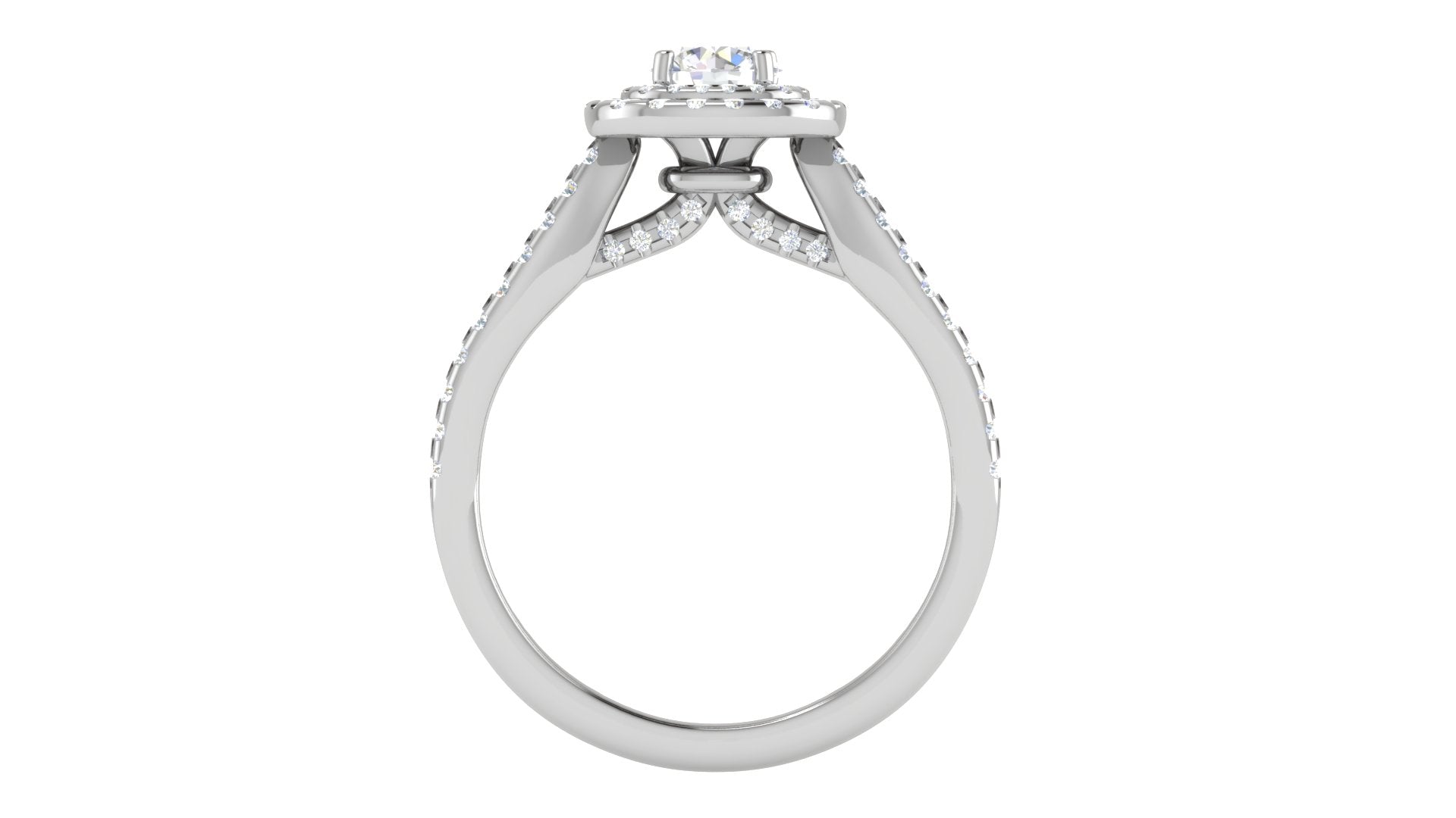 0.50 cts Solitaire Square Double Halo Diamond Split Shank Platinum Ring JL PT RH RD 281   Jewelove.US