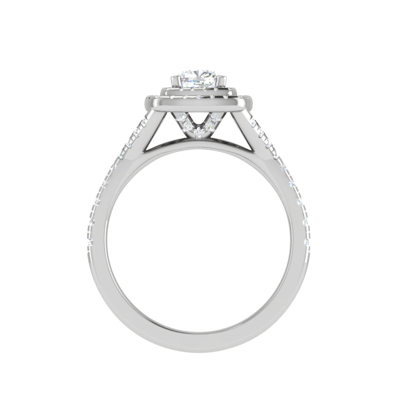 0.50 cts. Cushion Solitaire Double Halo Split Shank Platinum Ring JL PT RH CU 179   Jewelove.US