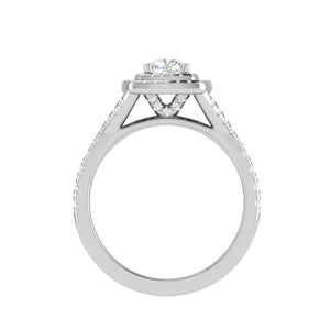 0.50 cts. Cushion Solitaire Double Halo Split Shank Platinum Ring JL PT RH CU 179   Jewelove.US