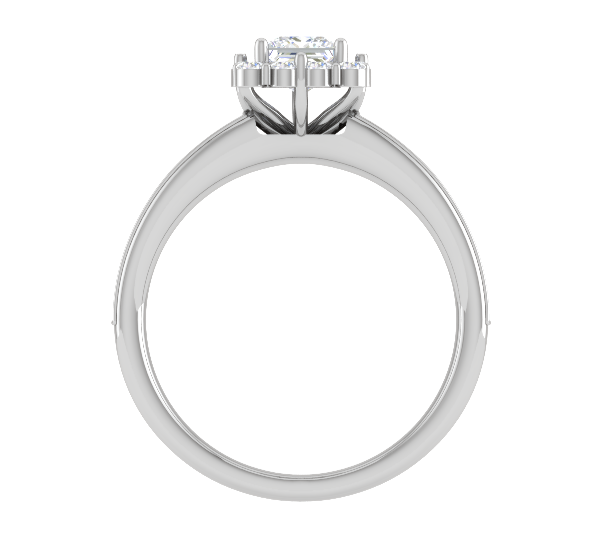 0.50 cts Princess Cut Solitaire Halo Diamond Shank Platinum Ring JL PT RH PR 293   Jewelove.US