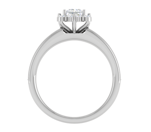 0.50 cts Princess Cut Solitaire Halo Diamond Shank Platinum Ring JL PT RH PR 293   Jewelove.US