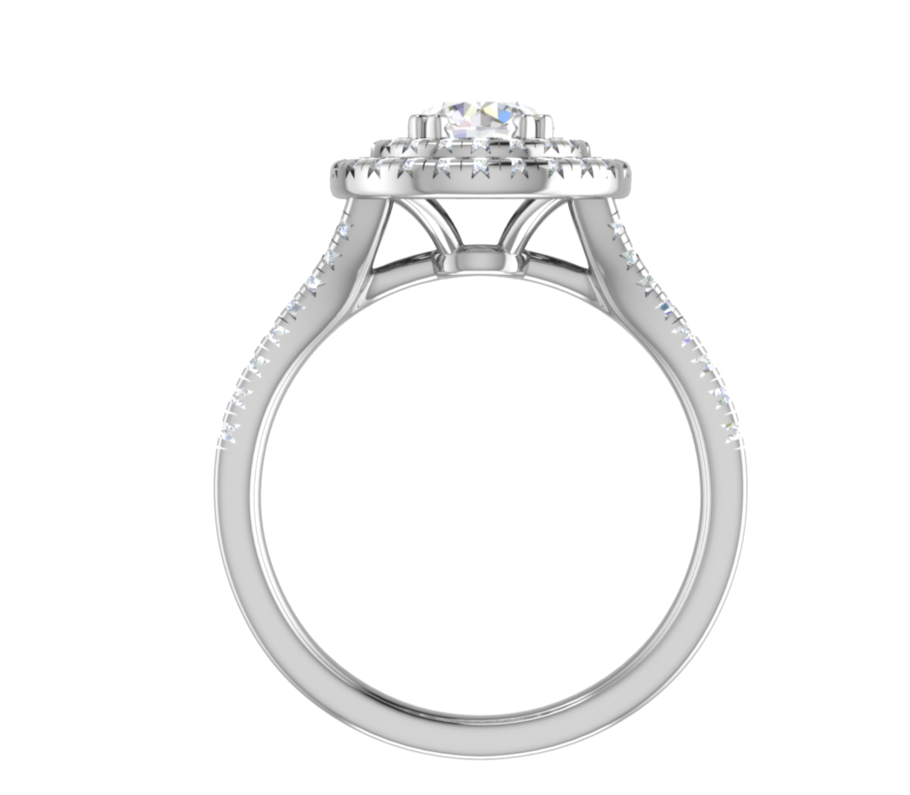 0.70 cts Solitaire Double Halo Diamond Shank Platinum Ring JL PT RH RD 105   Jewelove.US