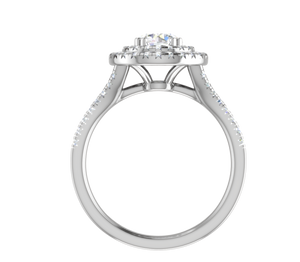 0.70 cts Solitaire Double Halo Diamond Shank Platinum Ring JL PT RH RD 105   Jewelove.US