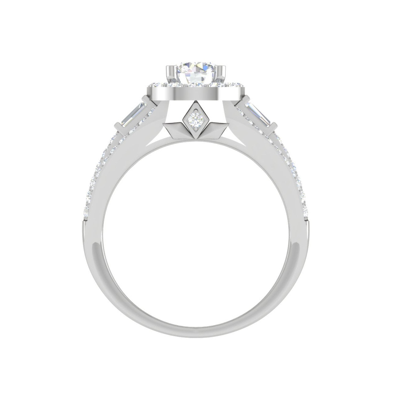 0.50 cts Solitaire Halo Diamond Split Shank Platinum Ring JL PT JRW08021T   Jewelove.US