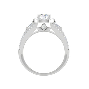 0.50 cts Solitaire Halo Diamond Split Shank Platinum Ring JL PT JRW08021T   Jewelove.US