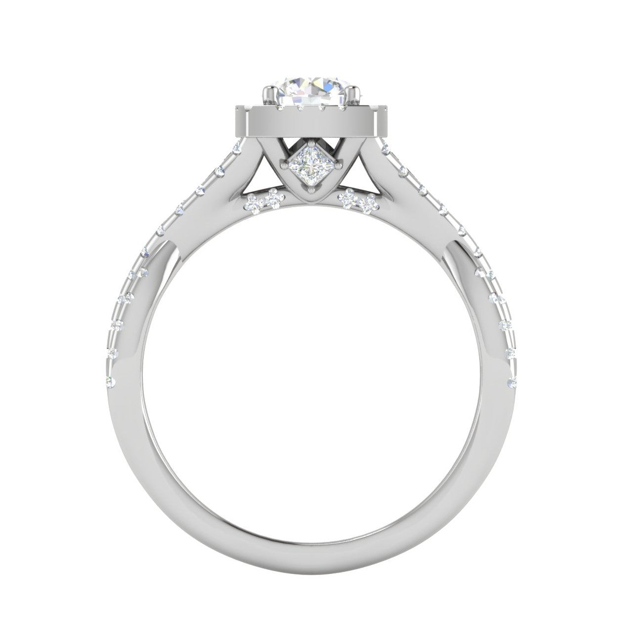 0.50 cts Solitaire Square Halo Diamond Twisted Shank Platinum Ring JL PT RH RD 261   Jewelove.US