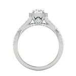 Load image into Gallery viewer, 0.50 cts Solitaire Square Halo Diamond Twisted Shank Platinum Ring JL PT RH RD 261   Jewelove.US
