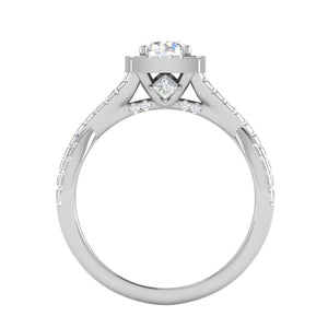 0.50 cts Solitaire Square Halo Diamond Twisted Shank Platinum Ring JL PT RH RD 261   Jewelove.US