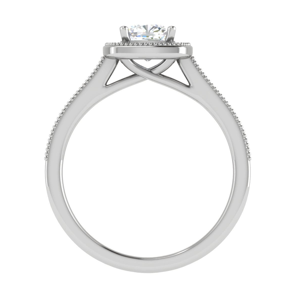 0.50 cts Solitaire Square Halo Diamond Shank Platinum Ring JL PT RH RD 170   Jewelove.US