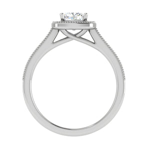 0.50 cts Solitaire Square Halo Diamond Shank Platinum Ring JL PT RH RD 170   Jewelove.US