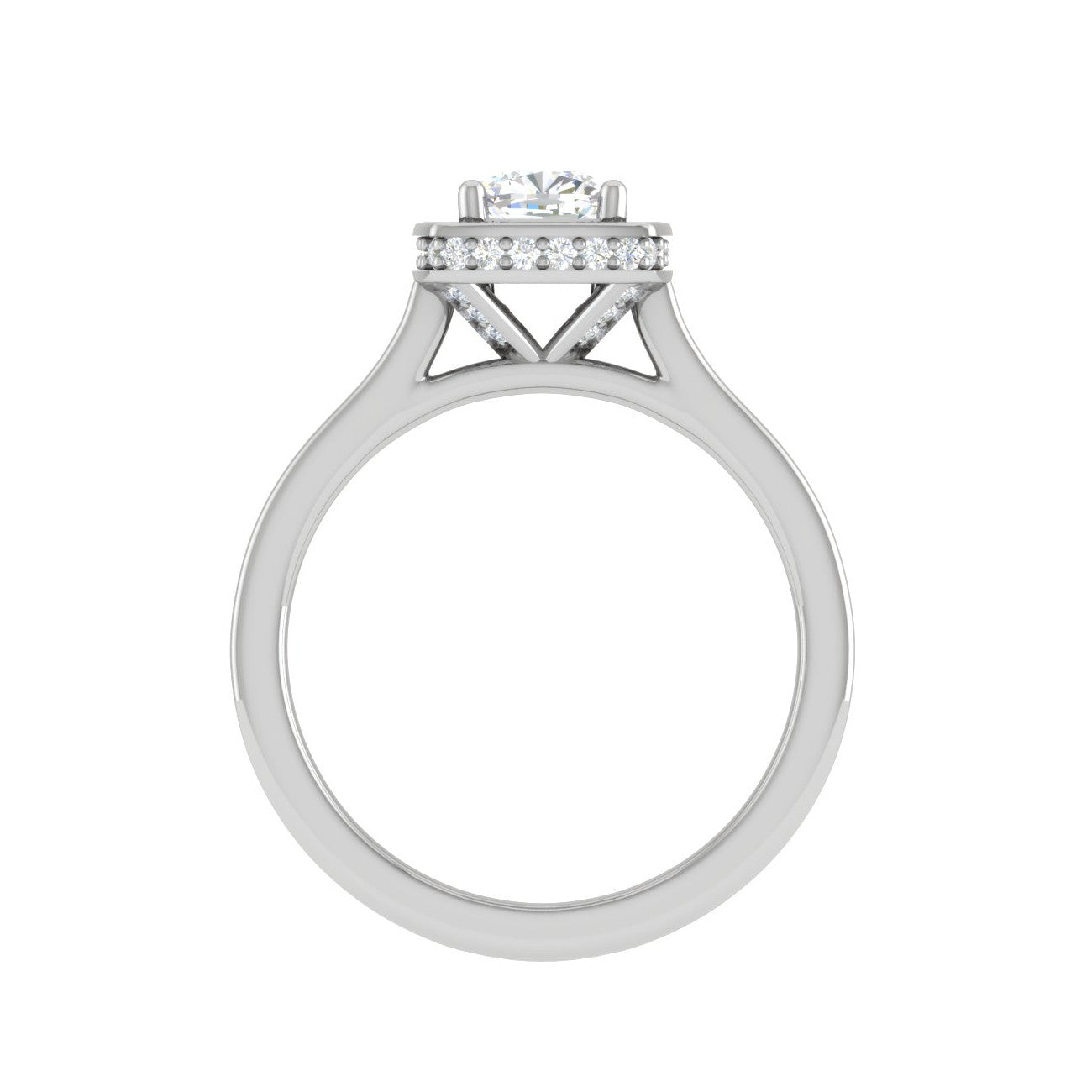 0.30cts. Cushion Solitaire Double Halo Diamond Shank Platinum Ring JL PT RH CU 168   Jewelove.US