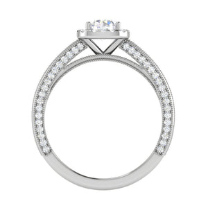 0.50 cts Solitaire Halo Diamond Platinum with Princess cut Side Diamond Ring JL PT RH RD 192   Jewelove.US