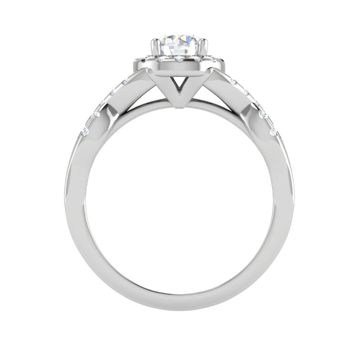 0.50 cts Solitaire Halo Diamond Twisted Shank Platinum Ring JL PT RP RD 217   Jewelove.US