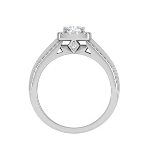 0.50 cts Cushion Solitaire Halo Diamond Split Shank Platinum Ring JL PT JRW07651F   Jewelove.US