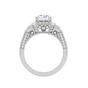 Designer 0.50cts Solitaire Halo Diamond Split Shank Platinum Ring JL PT EN7160-1WG   Jewelove.US