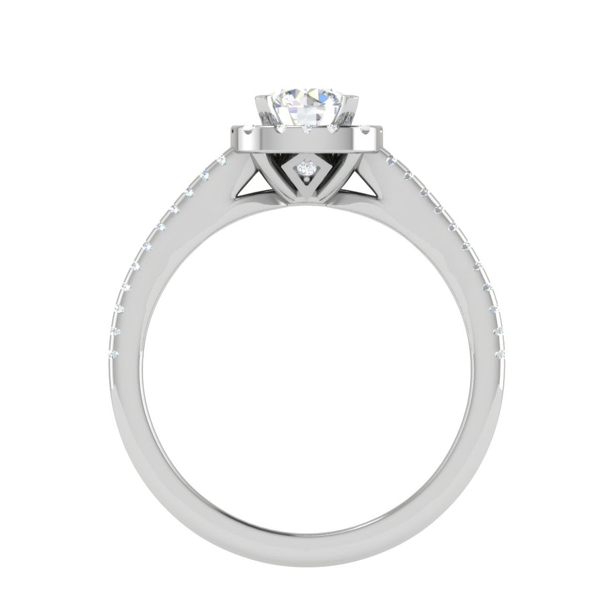 0.50 cts Solitaire Halo Diamond Split Shank Platinum Ring JL PT RH RD 296   Jewelove.US