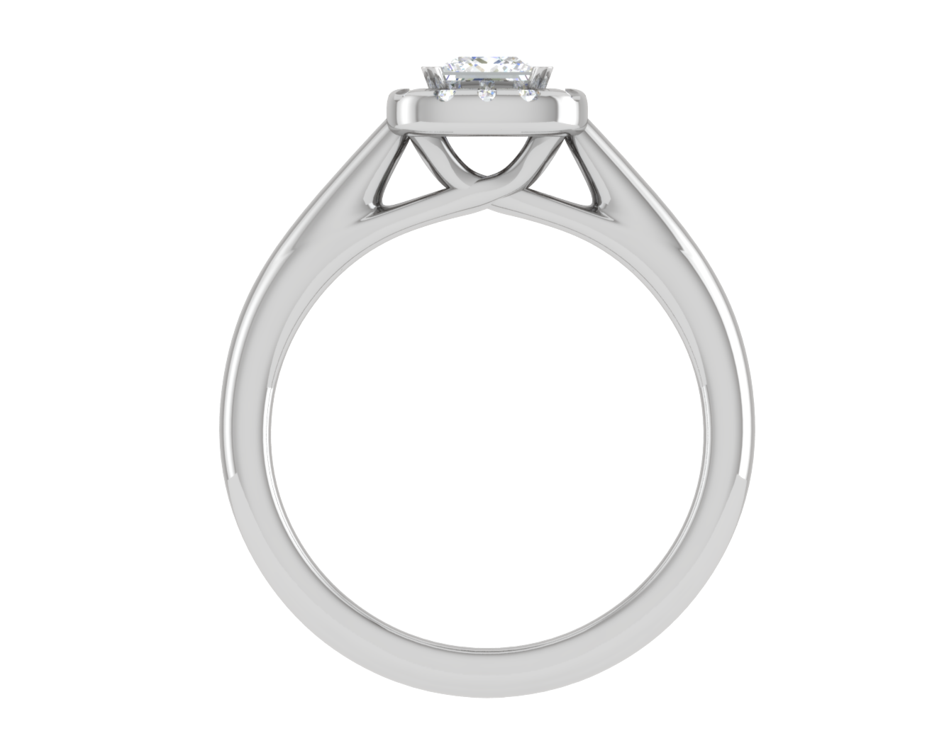 0.50 cts Princess Cut Solitaire Single Halo Diamond Platinum Ring JL PT RH PR 290   Jewelove.US