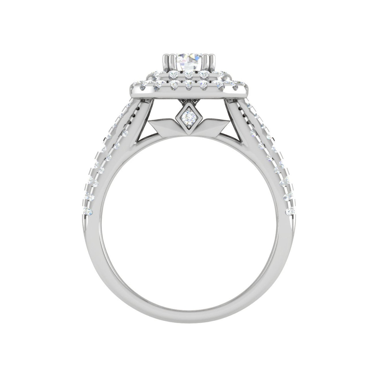 0.30cts Solitaire Double Halo Diamond Split Shank Platinum Ring JL PT JRW1564MM   Jewelove.US