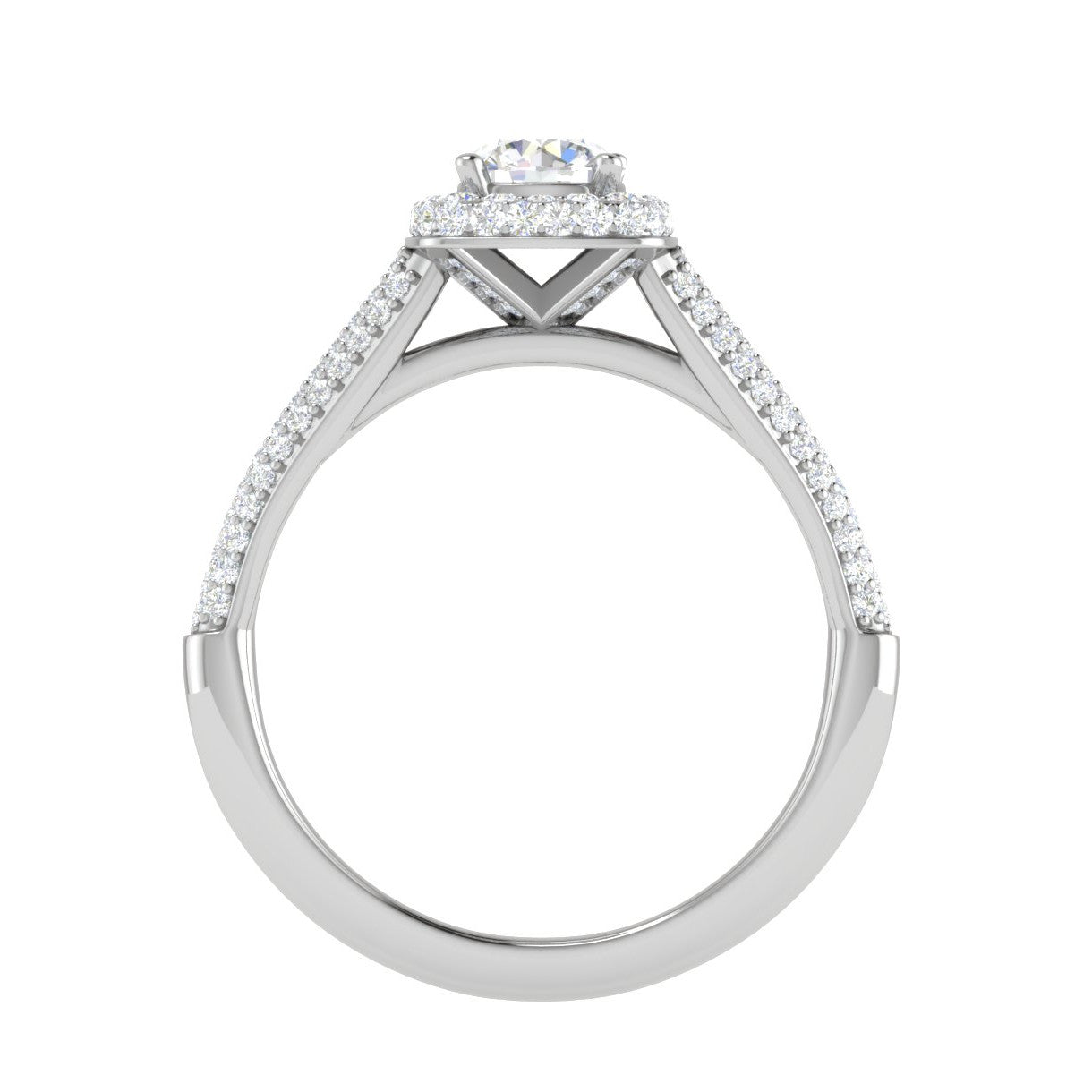 0.50 cts Solitaire Double Halo Diamond Split Shank Platinum Ring JL PT RH RD 253   Jewelove.US