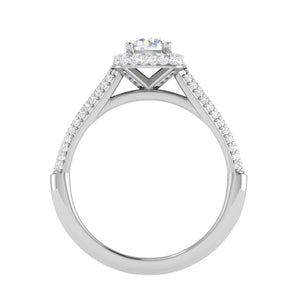 0.50 cts Solitaire Double Halo Diamond Split Shank Platinum Ring JL PT RH RD 253   Jewelove.US