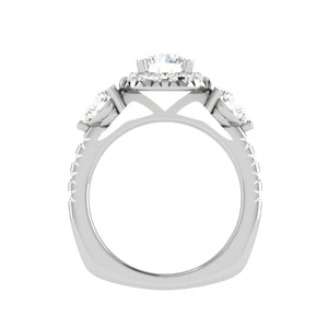 0.50cts Solitaire Platinum Halo Diamond Shank Ring JL PT REHS1603   Jewelove.US