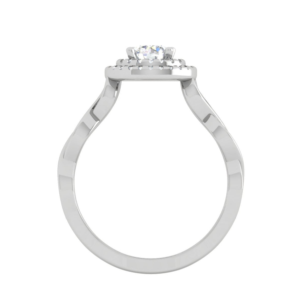 0.50 cts Solitaire Double Halo Diamond with Twisted Shank Platinum Ring JL PT RH RD 275   Jewelove.US