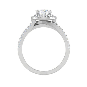 0.50 cts Solitaire Double Halo Diamond Split Shank Platinum Ring JL PT RH RD 214   Jewelove.US