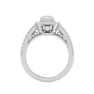 0.50cts Asscher Solitaire Halo Diamond Split Shank Platinum Ring JL PT EN7203WB   Jewelove.US