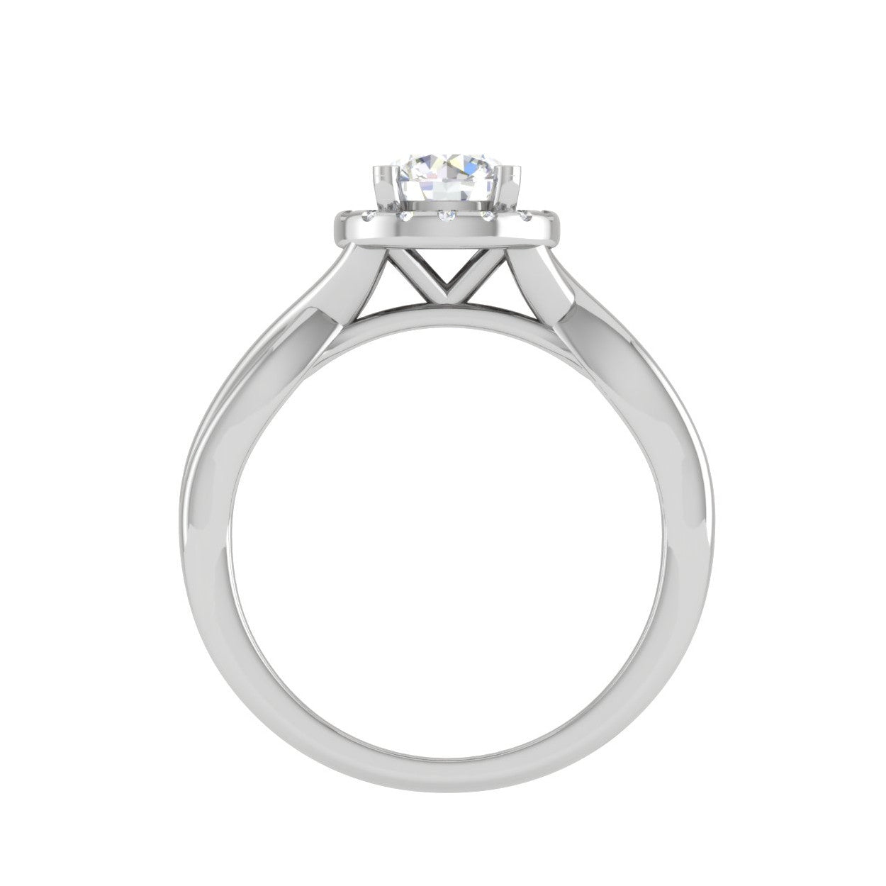 0.50 cts Solitaire Halo Diamond Shank Platinum Ring JL PT JRW2596MM   Jewelove.US