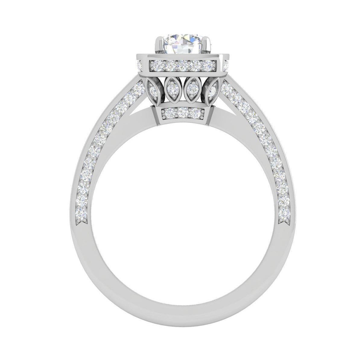 0.50 cts Solitaire Square halo Diamond Split Shank Platinum Ring JL PT RH RD 177   Jewelove.US