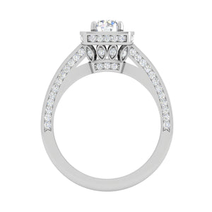 0.50 cts Solitaire Square halo Diamond Split Shank Platinum Ring JL PT RH RD 177   Jewelove.US