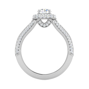 0.50 cts Solitaire Square Double Halo Diamond Split Shank Platinum Ring JL PT RH RD 194   Jewelove.US