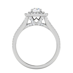 0.50 cts Solitaire Square Double Halo Diamond Split Shank Platinum Ring JL PT RH RD 263   Jewelove.US