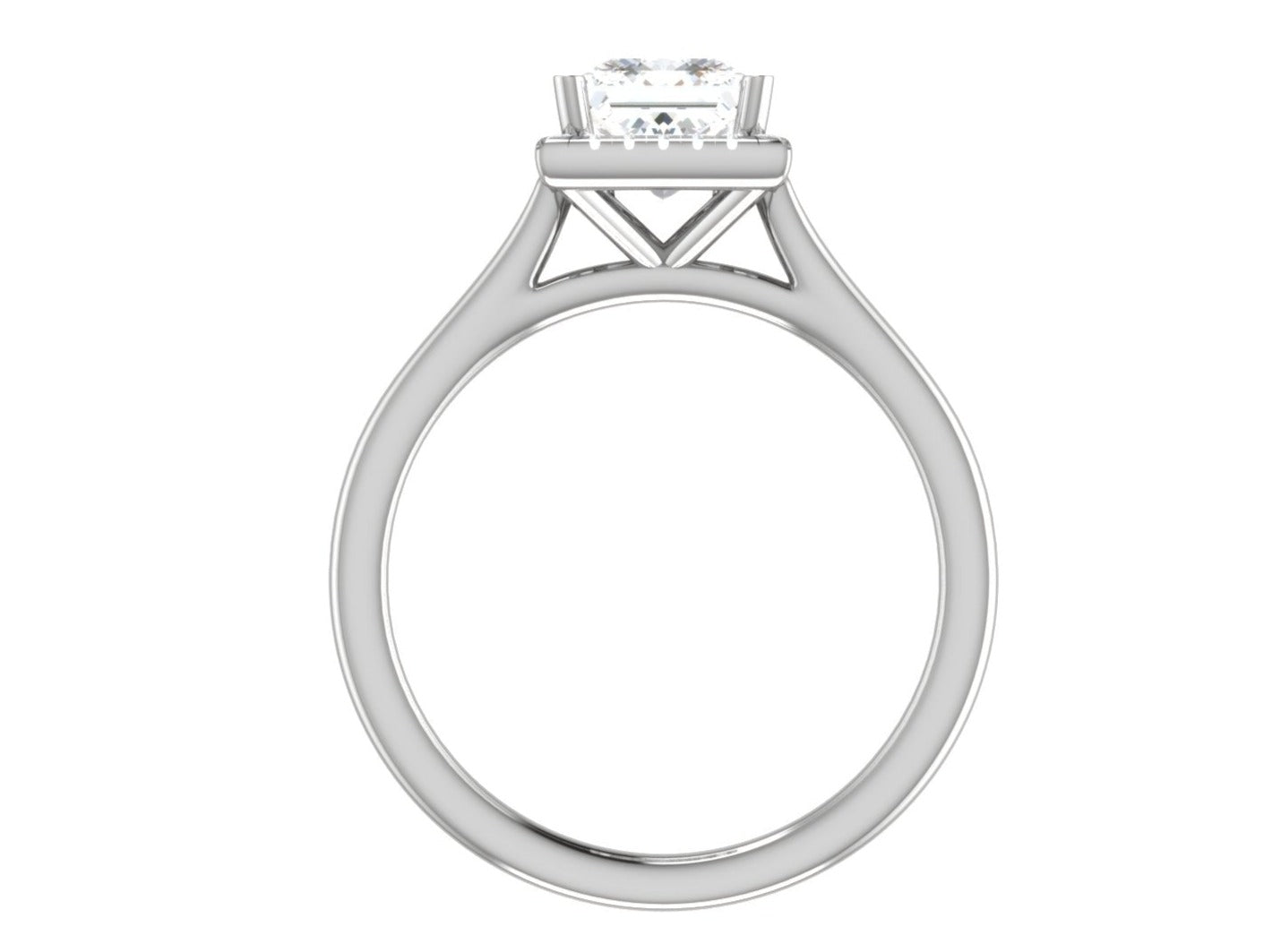 0.70 cts Princess Cut Solitaire Square Halo Diamond Platinum Ring JL PT RH PR 115   Jewelove.US